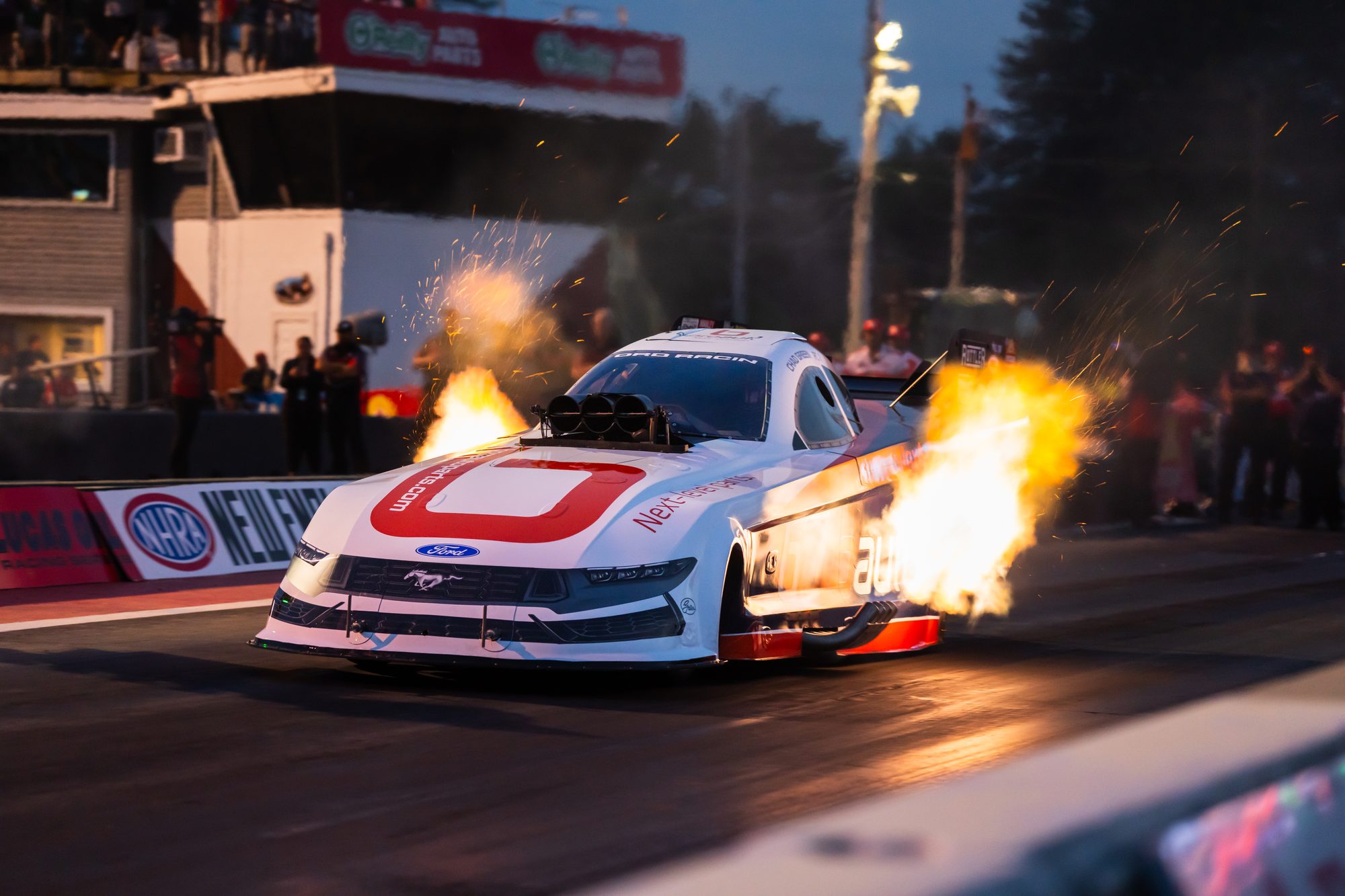 Header flames light up a night run